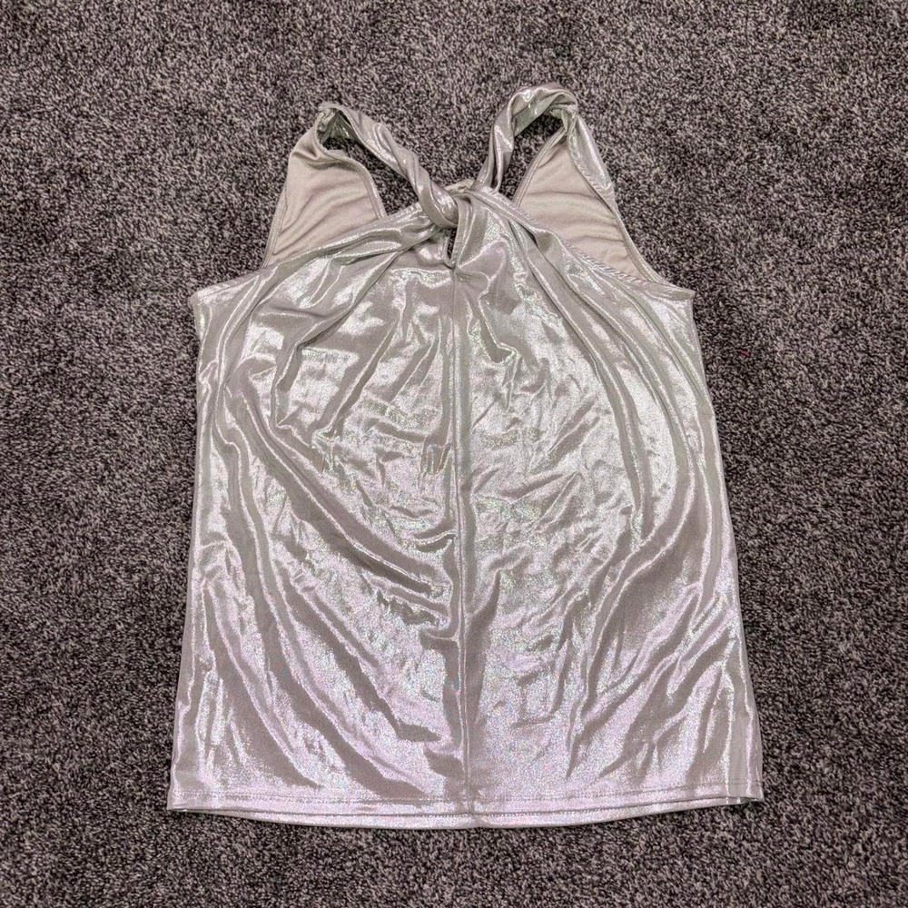 New York & Company silver metallic halter top in XS